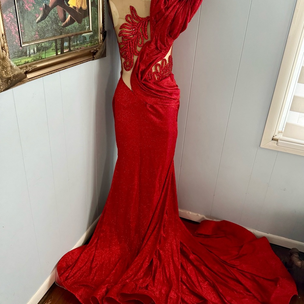 Elegant Red Gown with beaded Details